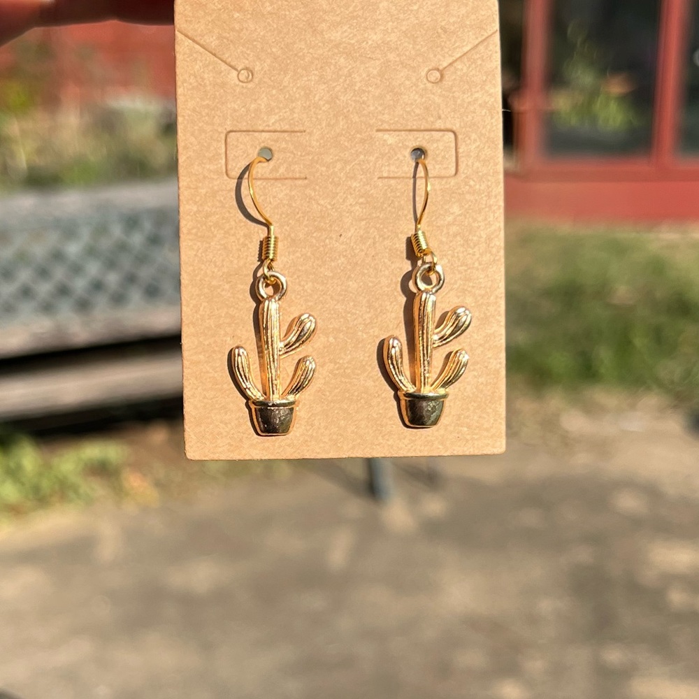Gold Cactus Earrings